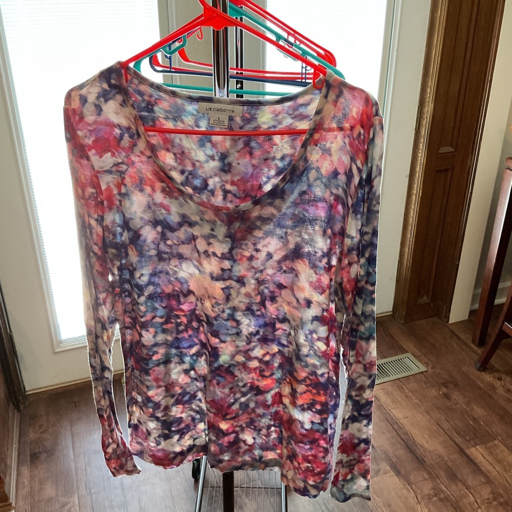 Liz Claiborne Multicolor Abstract Blouse